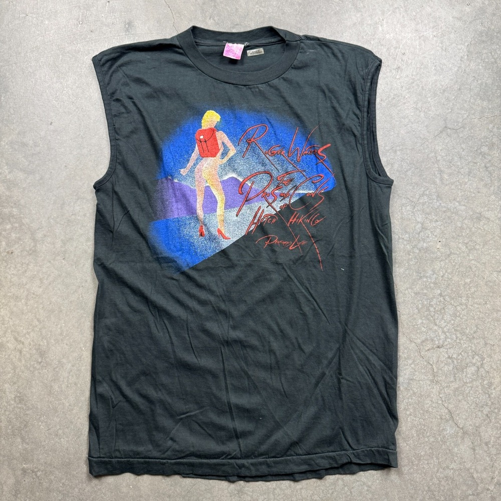Vintage Roger Waters Pros Cons Hitch Hiking‎ Shirt Mens Small Black Preowned Tee